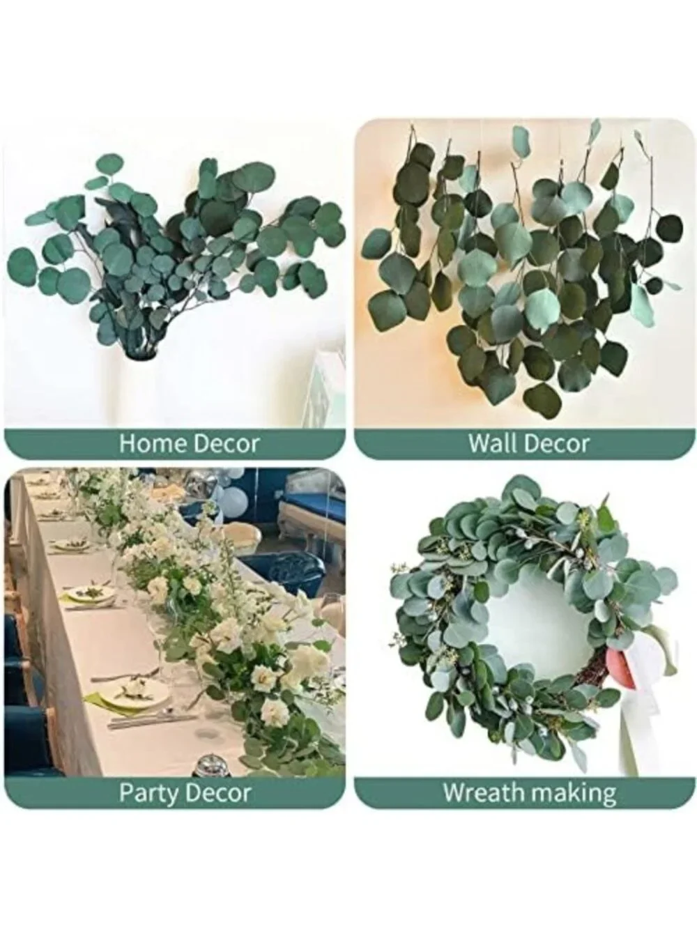 Dried Eucalyptus Stems & Leaves - 4-10 Pcs Green Vase Filler for Home Décor